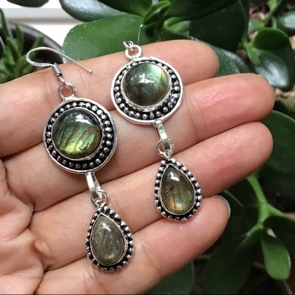 Sterling Silver Labradorite Necklace/Earrings set New 18” - Picture 10 of 11